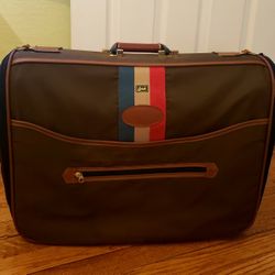 Vintage Lark Garment Canvas Vinyl Leather Trim Bag