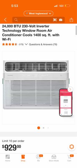 Frigidaire 24,000 BTU 230-Volt Inverter Technology Window Room Air Conditioner Cools 1400 sq. ft. with Wi-Fi