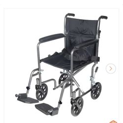 Drive Medical Lightweight Steel Transport Wheelchair with Fixed Full Arms