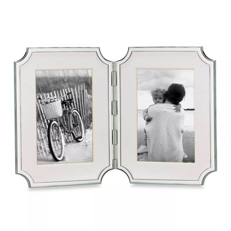 KATE SPADE SULLIVAN STREET SILVER PLATED 4x6 DOUBLE HINGED FRAME ~ LENOX