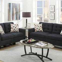 Black Sofa And Love Seat Set 