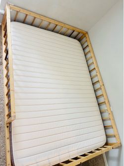 Solid Wood Full Montessori Floor Bed frame & Juniper Kids Full Mattress