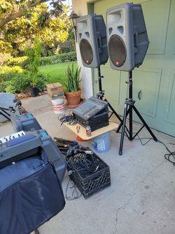 JBL PA Speaker System with Mixer and Stands