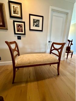 Ethan Allen upholstered/wood bench