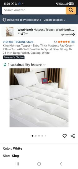TESIONE King Mattress Topper White