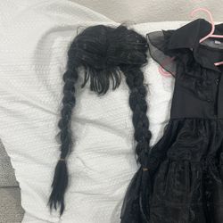 Merlina costume with wig