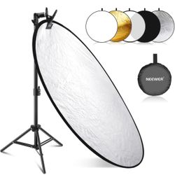 NEEWER 43"/110cm Light Reflector Kit, 5 in 1 Collapsible Round Reflector (Translucent/Silver/Gold/White/Black), 