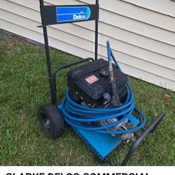CLARKE DELCO COMMERCIAL PRESSURE WASHER SOLD AS IS SEE DESCRIPTION 