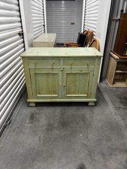 Rustic Green Painted Wood Buffet Sideboard