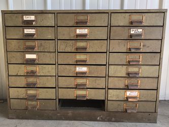 Vintage 24 Drawer Horizontal Metal Shop Cabinet