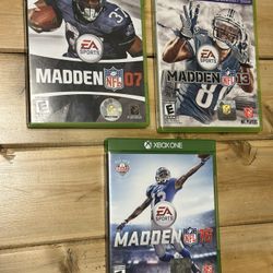 * 3x Xbox One, Xbox 360  Game Lot - eBay comps  * Madden 16 - One -  $7 * Madden 13 - 360 -  $5 * Madden 07 - 360 - $6 Play Great