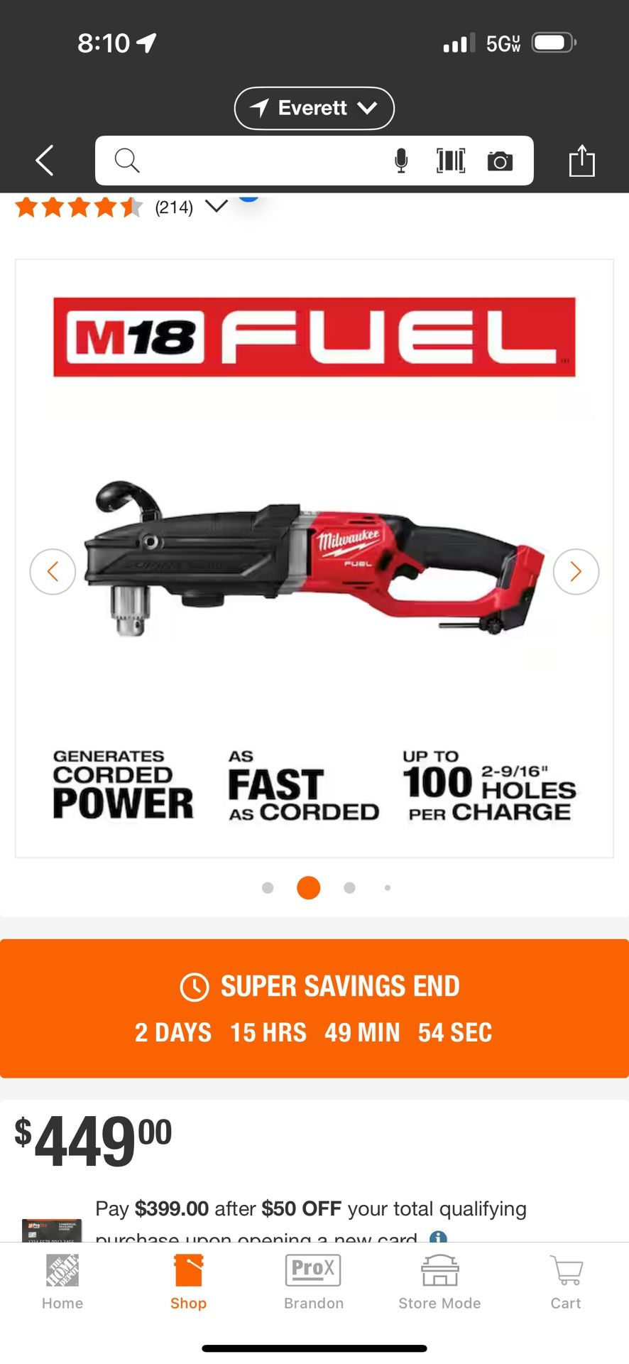 M18 FUEL 18V Lithium-Ion Brushless Cordless GEN 2 SUPER HAWG 1/2 in. Right Angle Drill