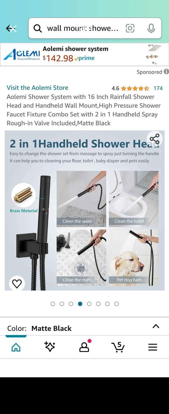 Shower Faucet Combo Rainfall Head 2 In 1 Wand
