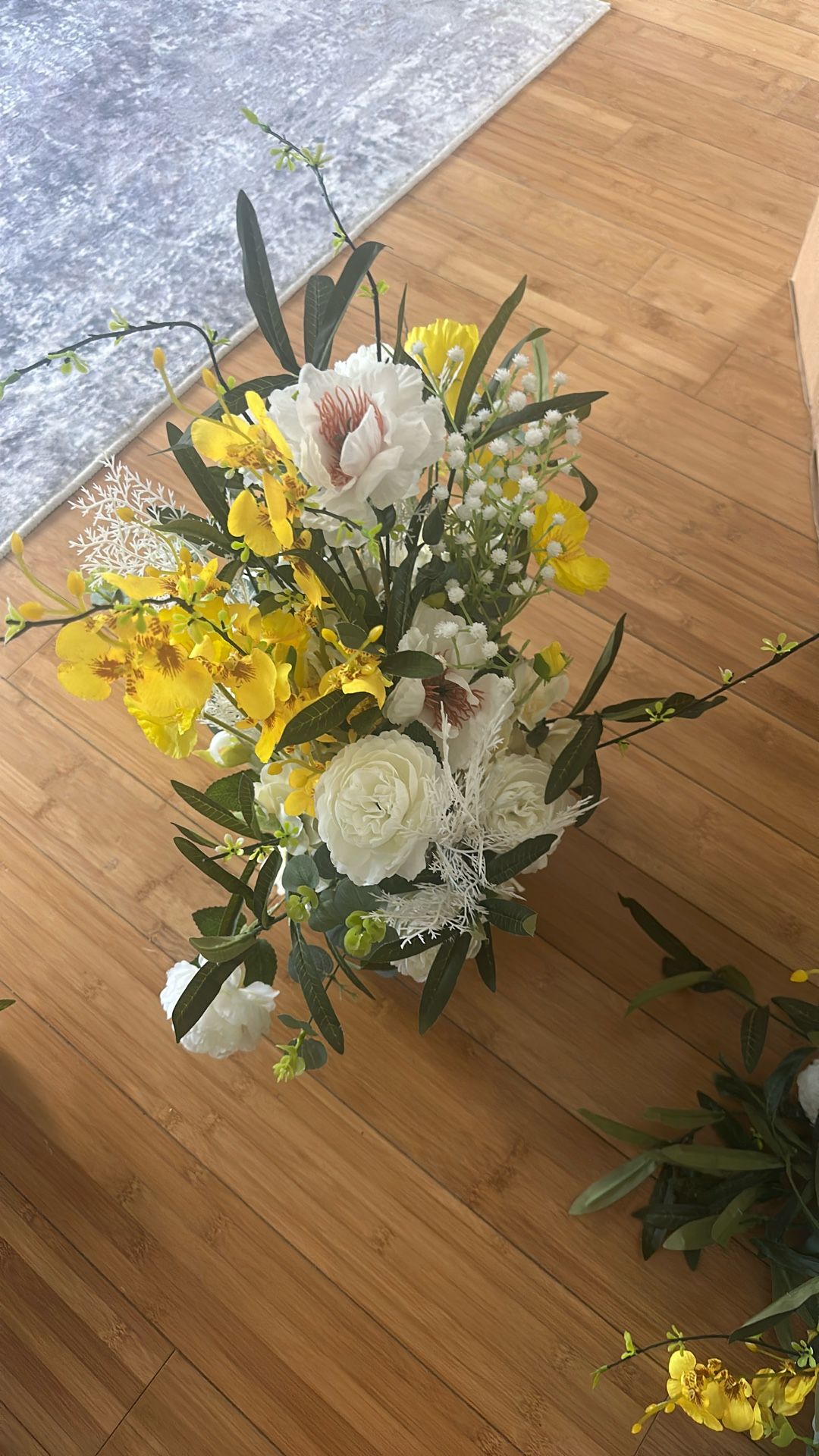 Yellow artificial arch flowers