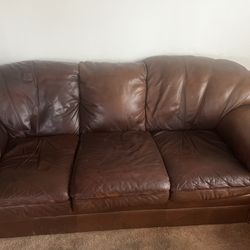 2 Brown Leather Couches 