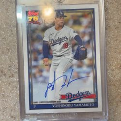 2026 Topps Yoshinobu Yamamoto 1991 Topps Baseball On Card Autograph #91A-YY Auto