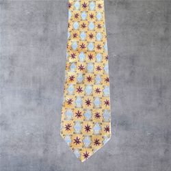 Robert Talbott Best of Class Nordstrom Silk Tie Yellow Geometric Floral Hand Sewn