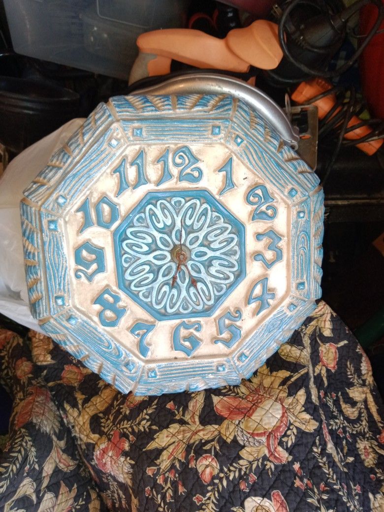 Vintage Ceramic Clock 11 X 11 In.