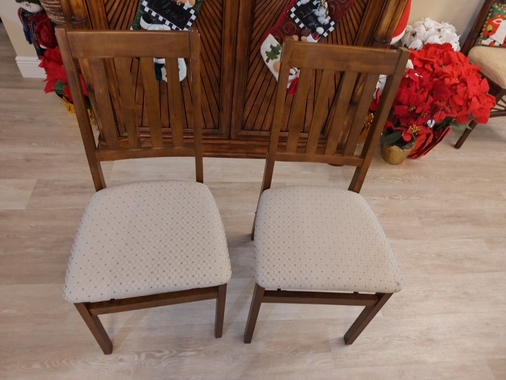 Set Of Two FOLDING Solid Wood Chairs 