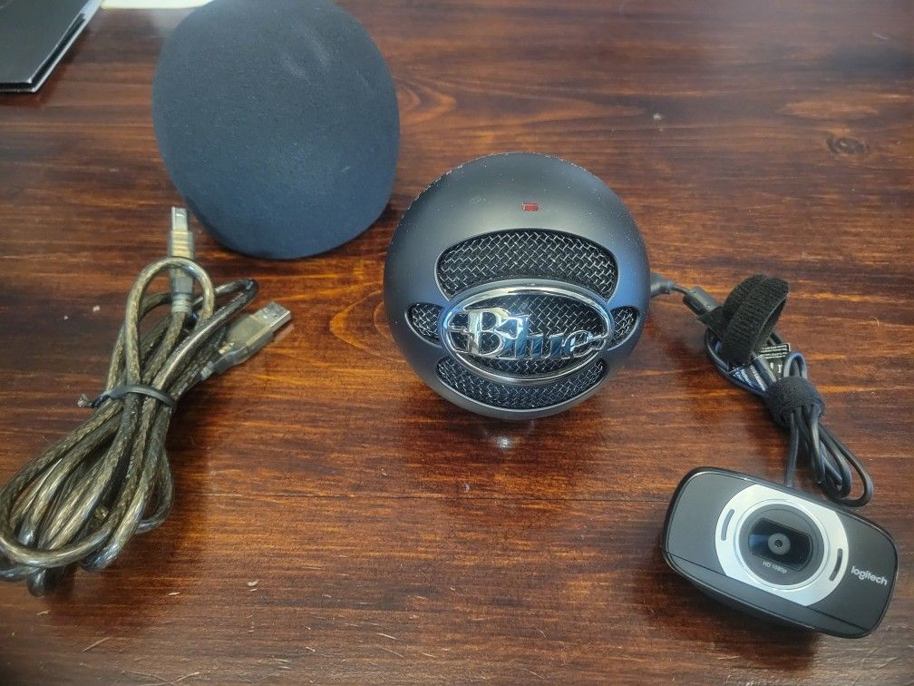 Snowball Microphone And Logitech Webcam