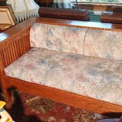 Quality Solid Oak Loveseat Settee Settle  And Matching Armchair Arts And Crafts Stickly Style Hand Made From Stickley Specs By A Local Craftsman
