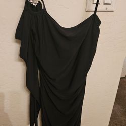 Black Short One Arm Sleeve Dress 