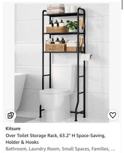 KITSURE new black over the toilet storage rack