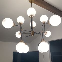 Restoration Hardware Bistro Globe Milk Glass Chandelier