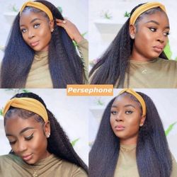 22 Inch Yaki Kinky Human Hair Headband Wig Unit