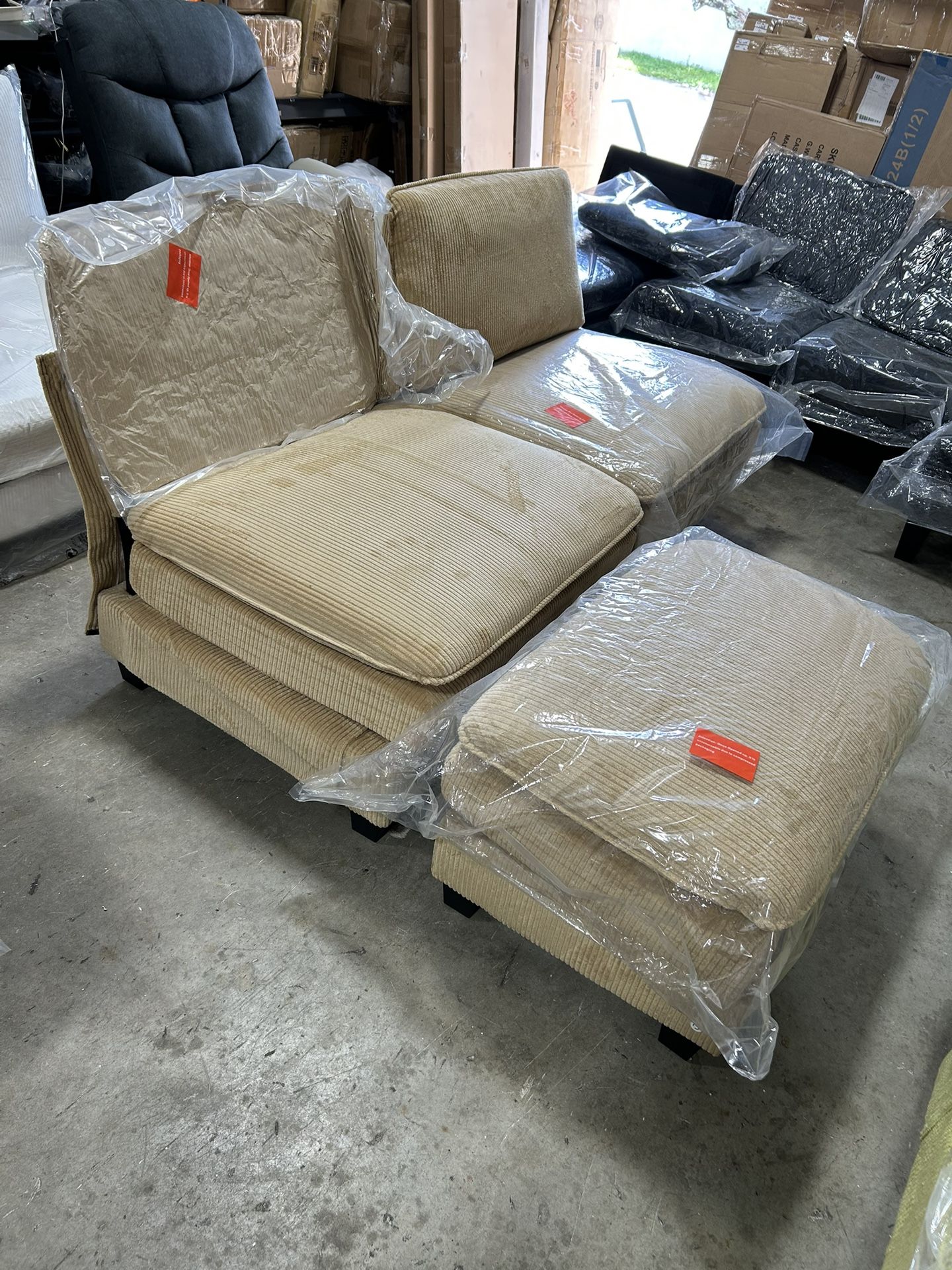2 Seats Sofa Chair and Ottoman