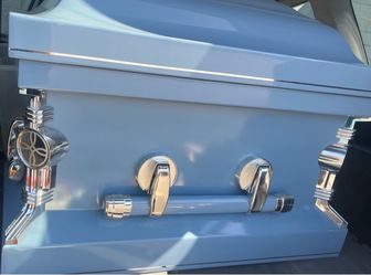 Faux Decorative Light Blue Steel Coffin Casket, Halloween Wall Decor