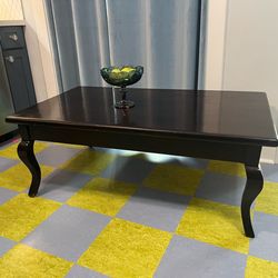 Large, Solid Wood Coffee Table, Dark Brown