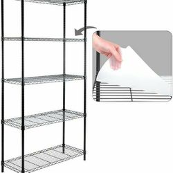 5-Shelf Shelving Unit with Shelf Liners Set of 5, NSF Certified, Adjustable Heavy Duty Metal Wire Shelves, 350lbs Loading Capacity Per Shelf, Storage 