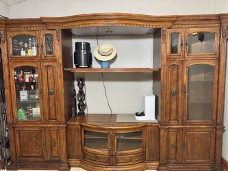 Solid wood entertainment center with storage