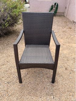 Dark Brown Faux Wicker Patio Outdoor Chair