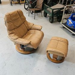 Ekornes Stressless Leather Recliner And Ottoman
