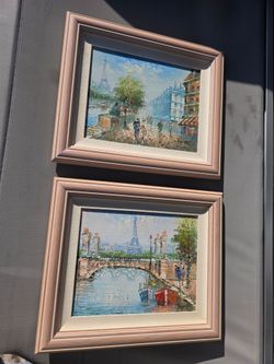 Vintage Caroline Burnett style Paris street scenes.  Read the description !!!