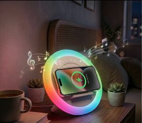 4-in-1 Chargeable Wireless Induction Charging Bluetooth Speaker with LED Light