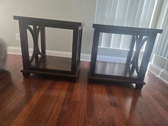 Wood end tables with glass top