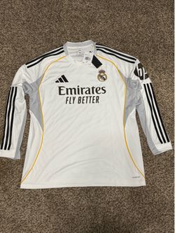 Brand New Adidas Real Madrid 25/26 Long Sleeve White Men's Size XL Home Jersey 90$ Firm retail at 120$+Tax