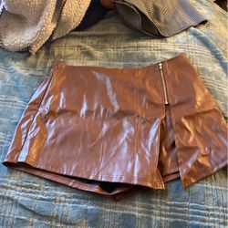 Pleather Skirt Skort Xl 
