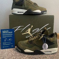 Brand NEW AUTHENTIC RETRO JORDAN 4 “Olive” Green sz10M FB9927-200