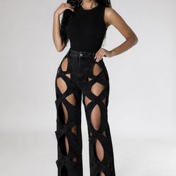 Y2K hollow cutout denim jeans