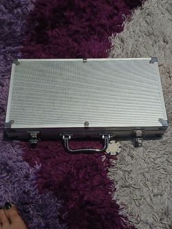 Poker Game with Dice Chips & Cards.  In a Chrome Metal briefcase 