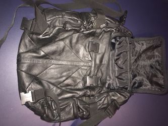 Leather motorcycle carry bag.