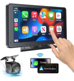Portable Wireless CarPlay Android Auto Touchscreen with Backup Camera