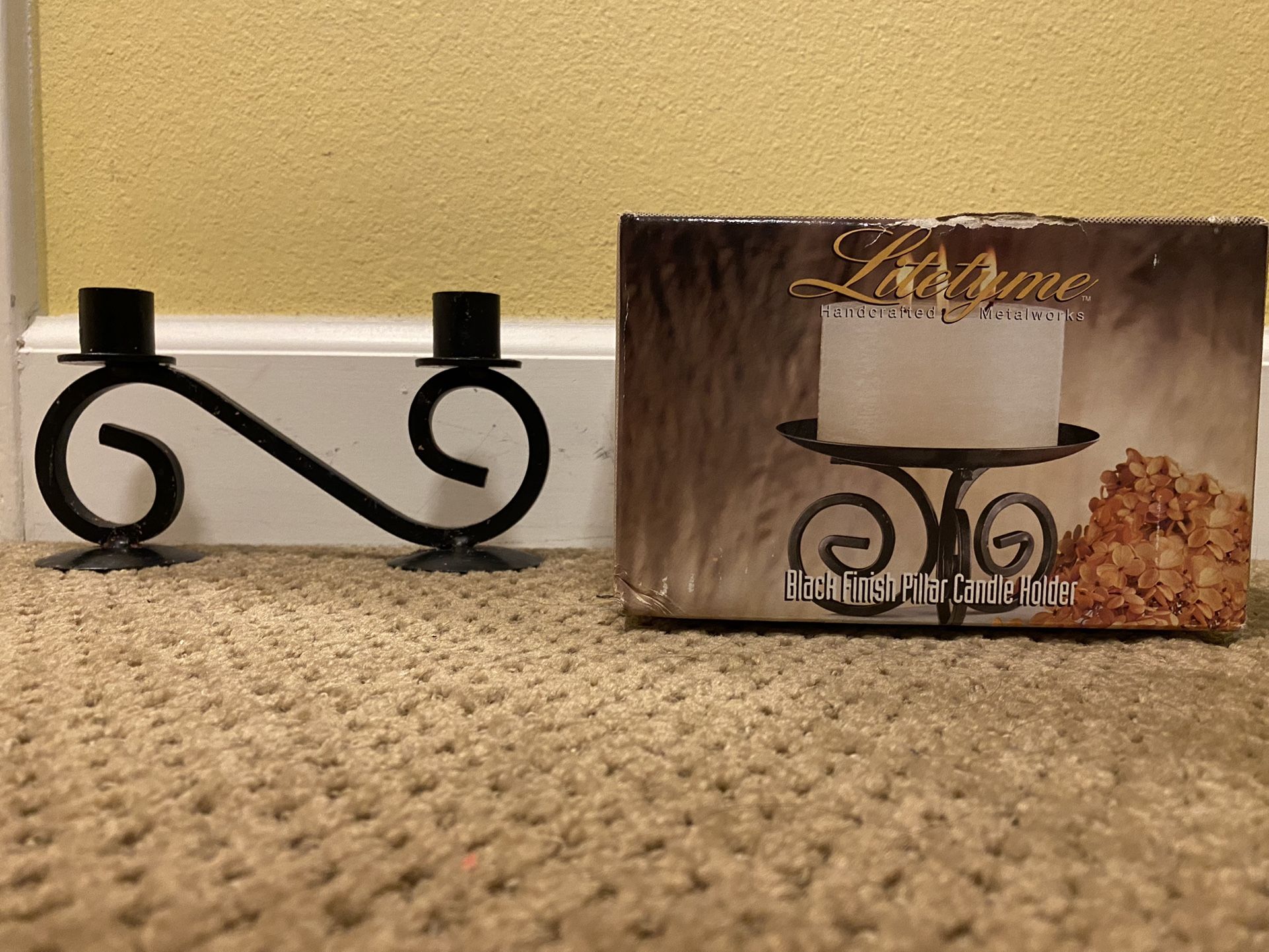 Set Of 3 Black Candleholders