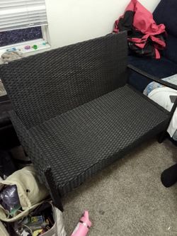 Black wicker bench