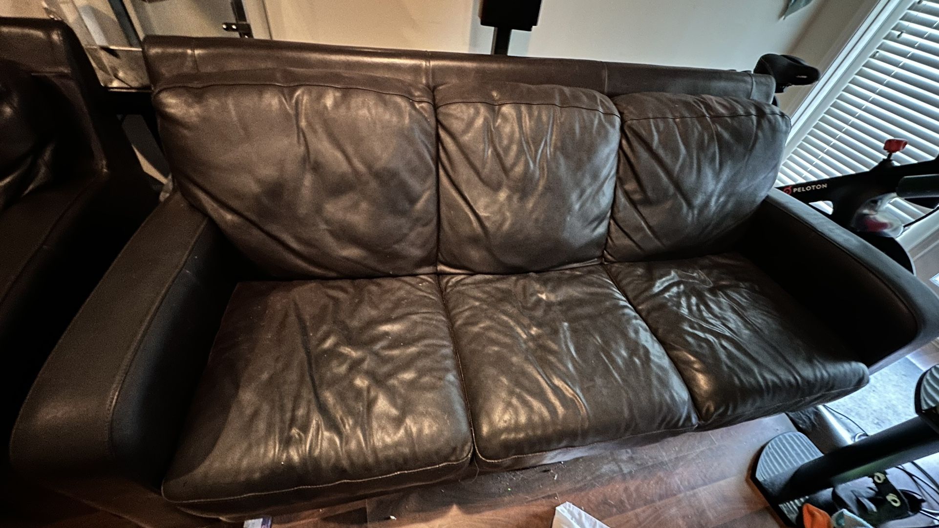 Free Leather Couch. Must Come And Pickup.