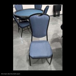 18 Blue Chairs $25 Each Table Also For Sale   Please Check My Other Listings 